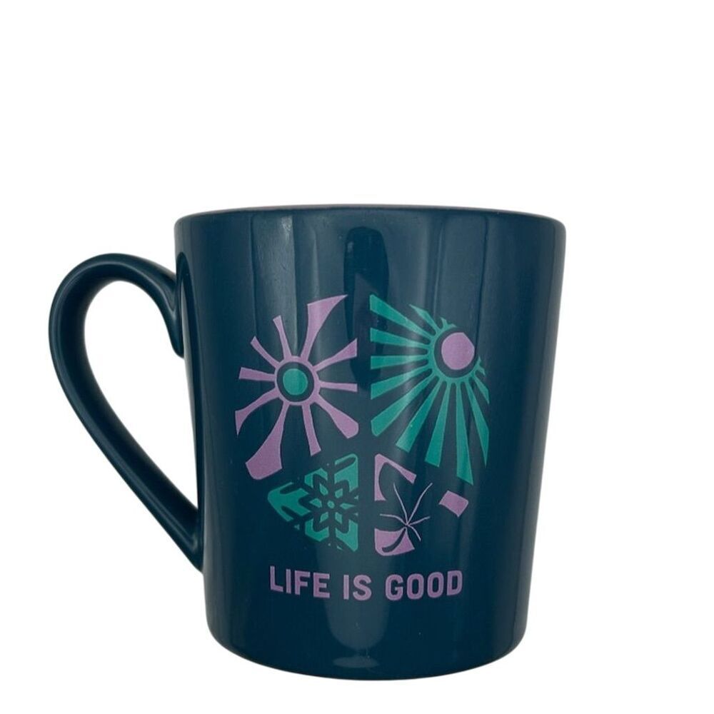 Life is Good Floral Coffee Mug Multicolor Ceramic Dishwasher Safe